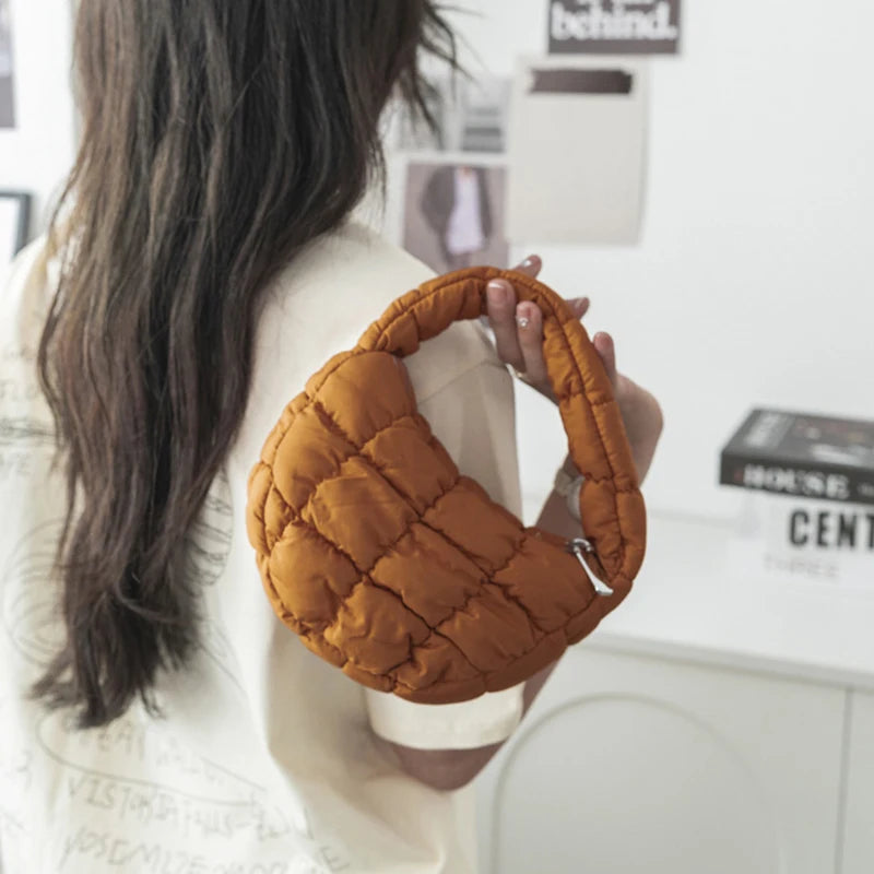 Mini Quilted Puffer Tote Bag | Circle Phone Purse & Key Pouch