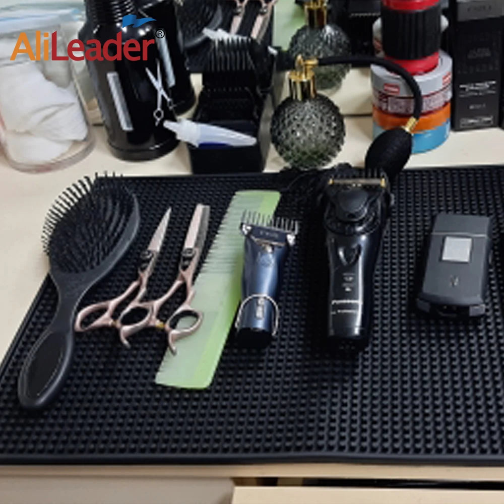 Barber Salon Non-Slip Mat Hairdressing Scissors Combs Clippers Tools Pad Rubber Bar Mat Coffee Maker Countertop Spill Mats Bar Peaceful Pleasures Health and Wellness