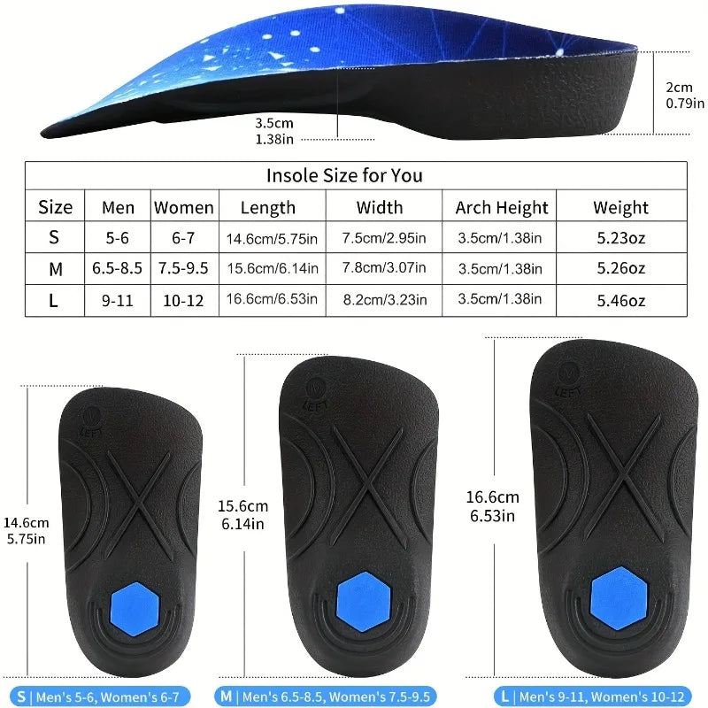 Men Women 3/4 Arch Support Sport Insoles Orthotic Heel Inserts Comfort Breathable Durable Shoe Insert for Daily Use & Most Shoes Peaceful Pleasures Health and Wellness