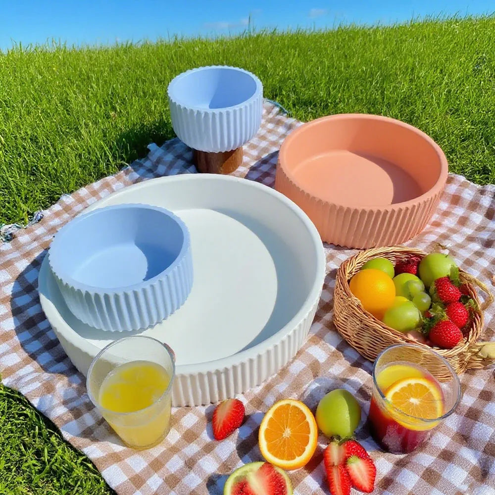 Silicone Round Stripe Mold – Concrete, Cement & Candle Bowl