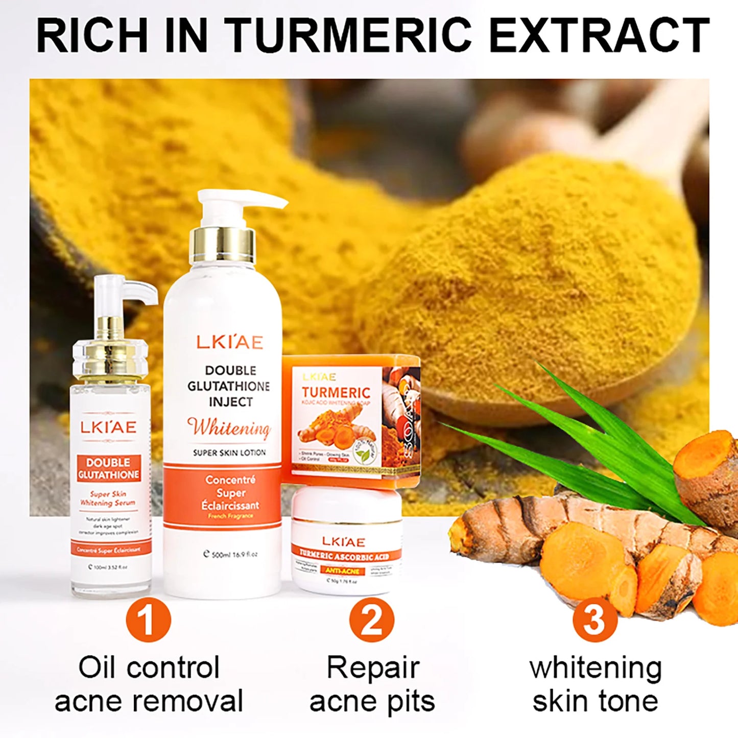 AILKE Turmeric & Glutathione 4-in-1 Brightening Skin Care Set