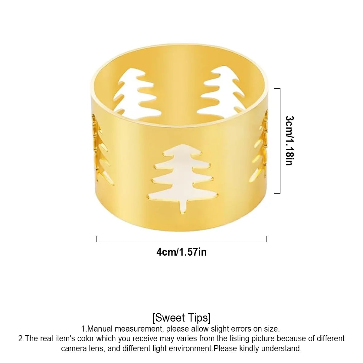 Napkin Rings Set for Christmas Winter, 6 PCS Christmas Hollow-Out Tree Rope Metal Home Table Decorations, for Kitchen Banquet Peaceful Pleasures Health and Wellness