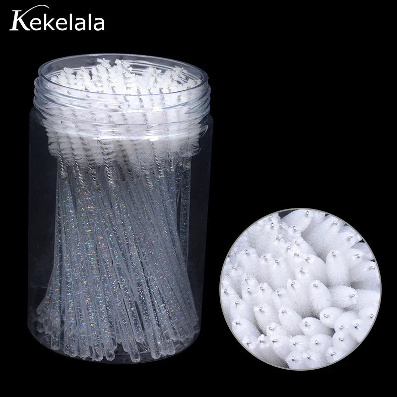 50pc Disposable Mascara Wands & Spoolie Brushes in Bottle