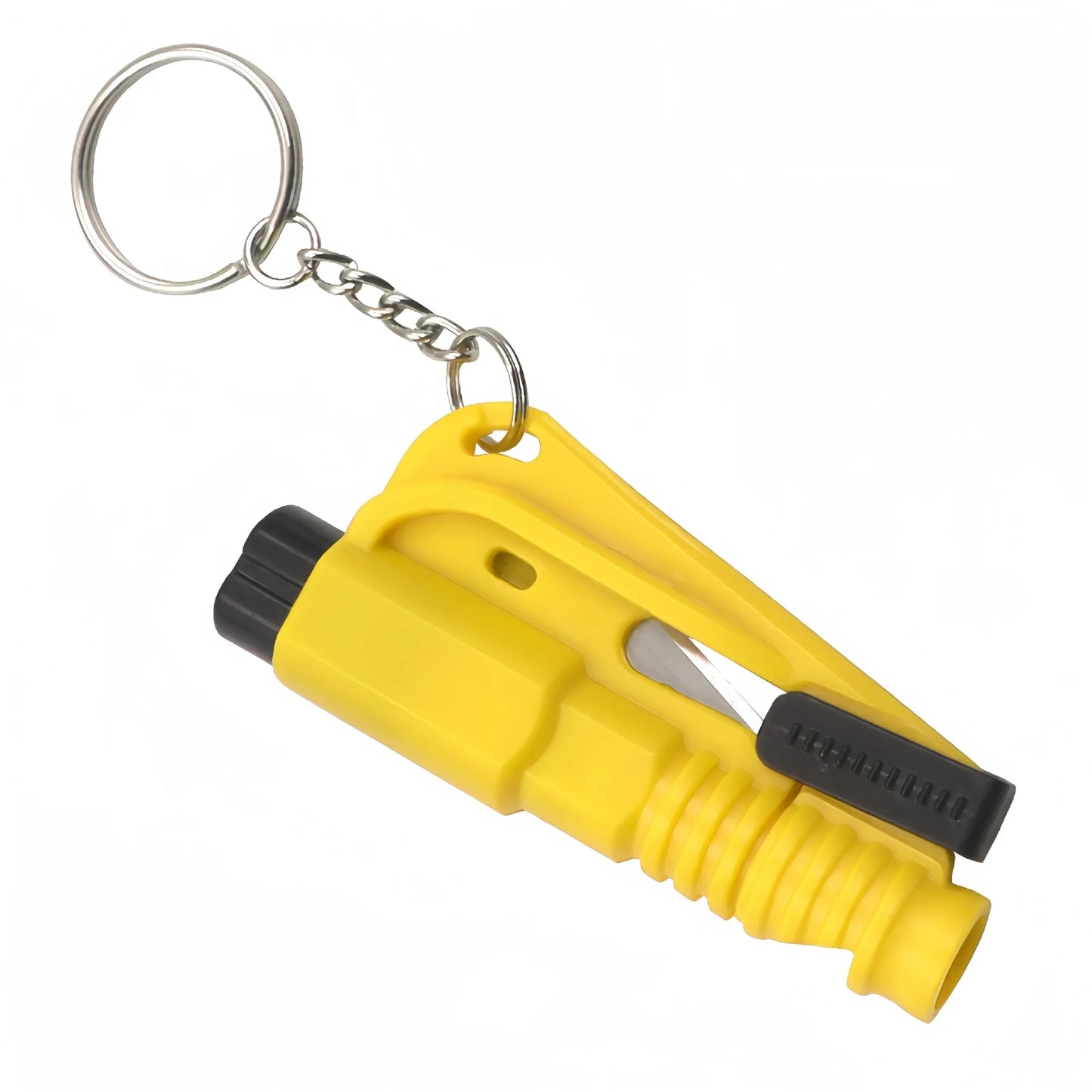 Compact 3-in-1 Car Safety Hammer Window Breaker Seat Belt Cutter Whistle Emergency Rescue Tool for Vehicle Accessories Keychain Peaceful Pleasures Health and Wellness yellow