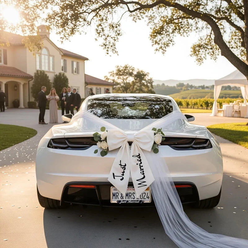 Just Married Big Car Bow | Wedding & Bridal Shower Decoration Wedding Car Decoration Peaceful Pleasures Health and Wellness