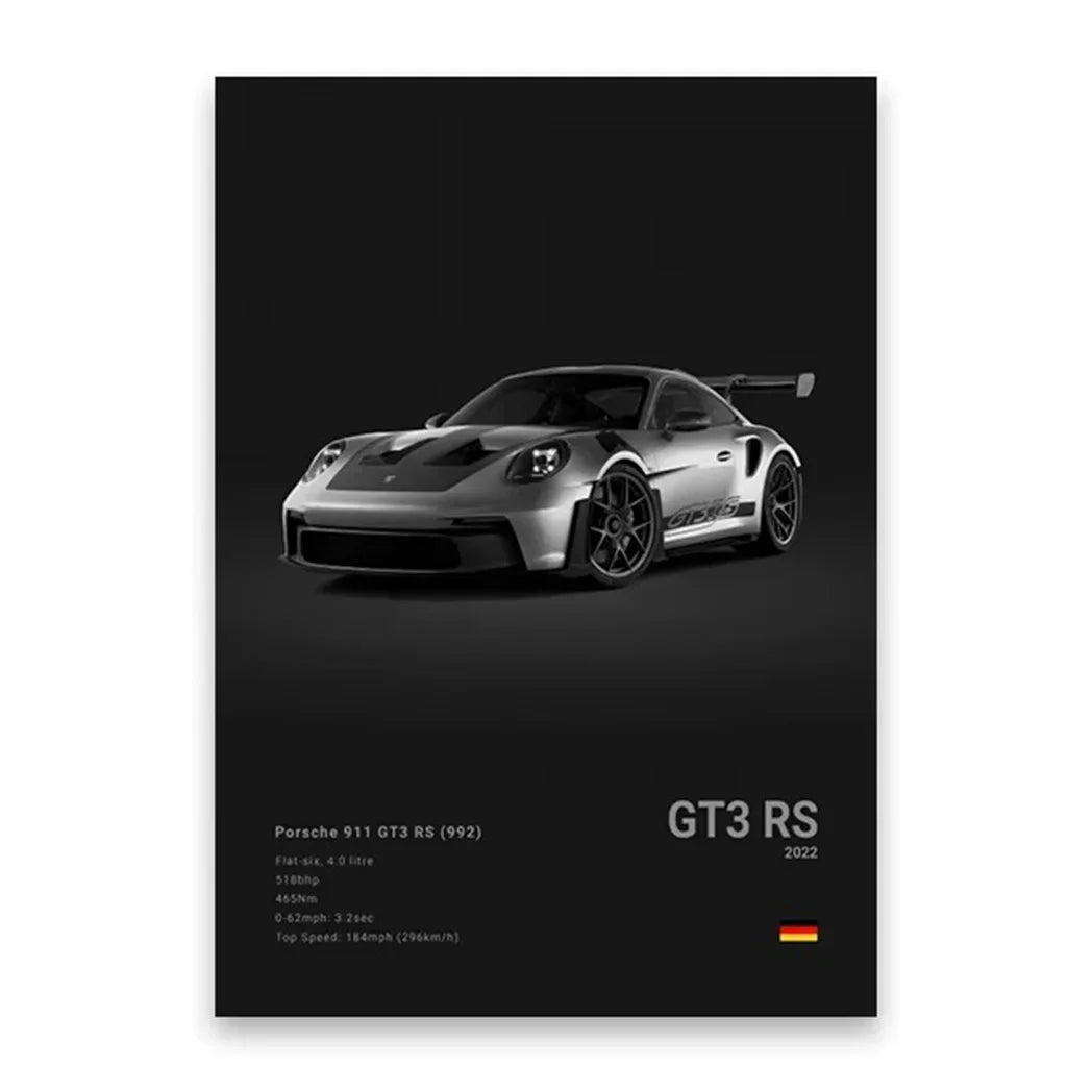 Famous Cars 918 GT3 G63 STO SLS Canvas Wall Art Print Poster Modern Home Decor Unframed Birthday Gift for Car Enthusiasts Peaceful Pleasures Health and Wellness