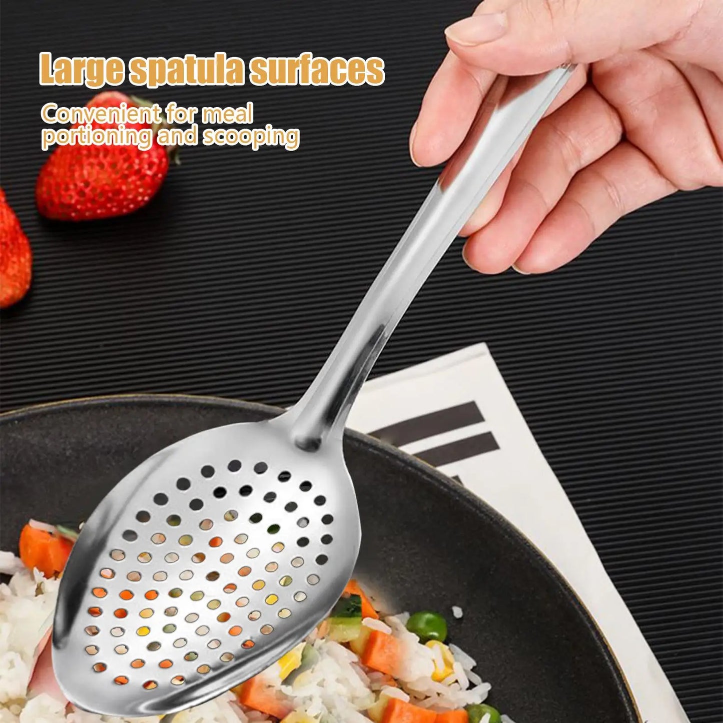 Stainless Steel Slotted Spoon – Strainer, Skimmer & Scoop