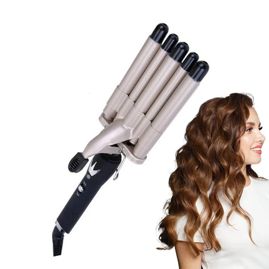 Electric Large Household Curling Iron Five-Tube Water Ripple PTC Heater LED Splint Egg Roll Curling Iron Horse Ceramic Peaceful Pleasures Health and Wellness