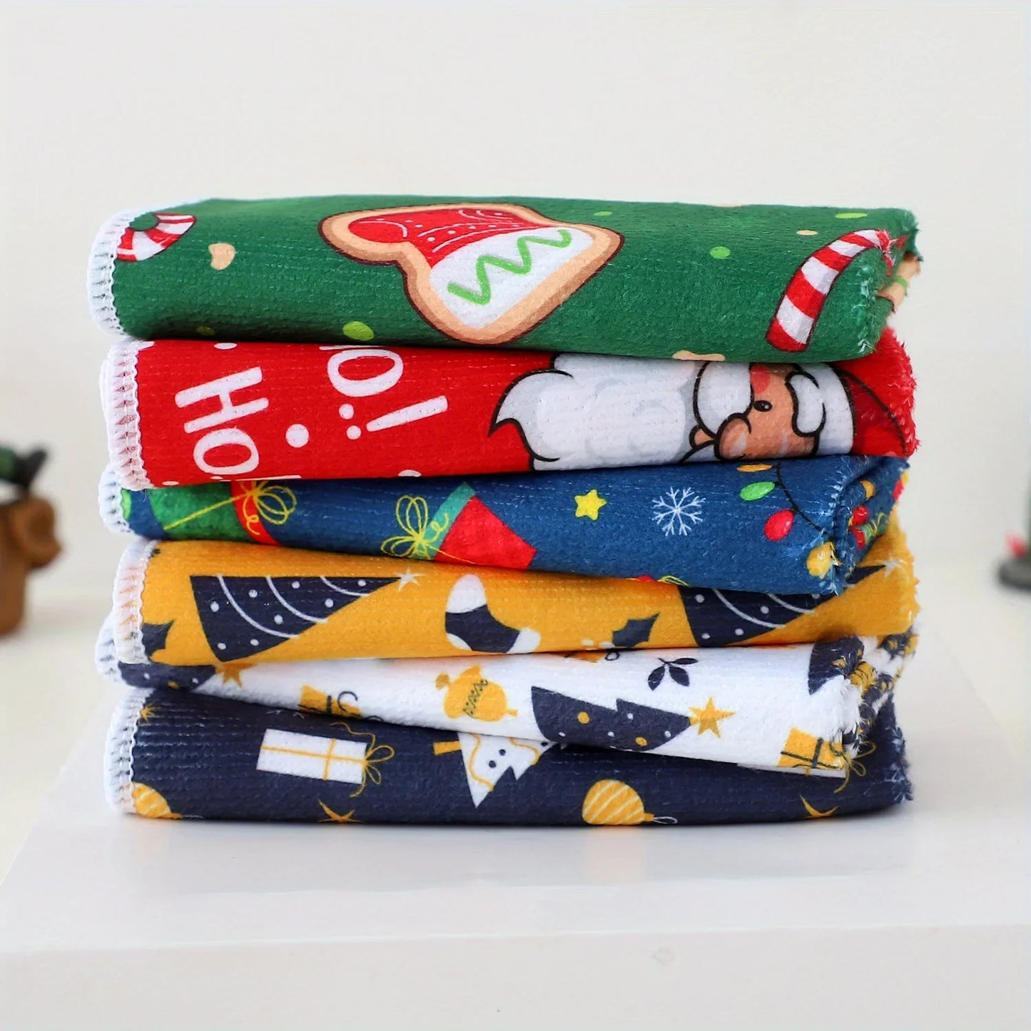 Christmas Tree Hook Kitchen Towel Set Christmas Cartoon Dish Towels Set Christmas Gifts Kitchen Towels with Santa Holiday Theme Peaceful Pleasures Health and Wellness