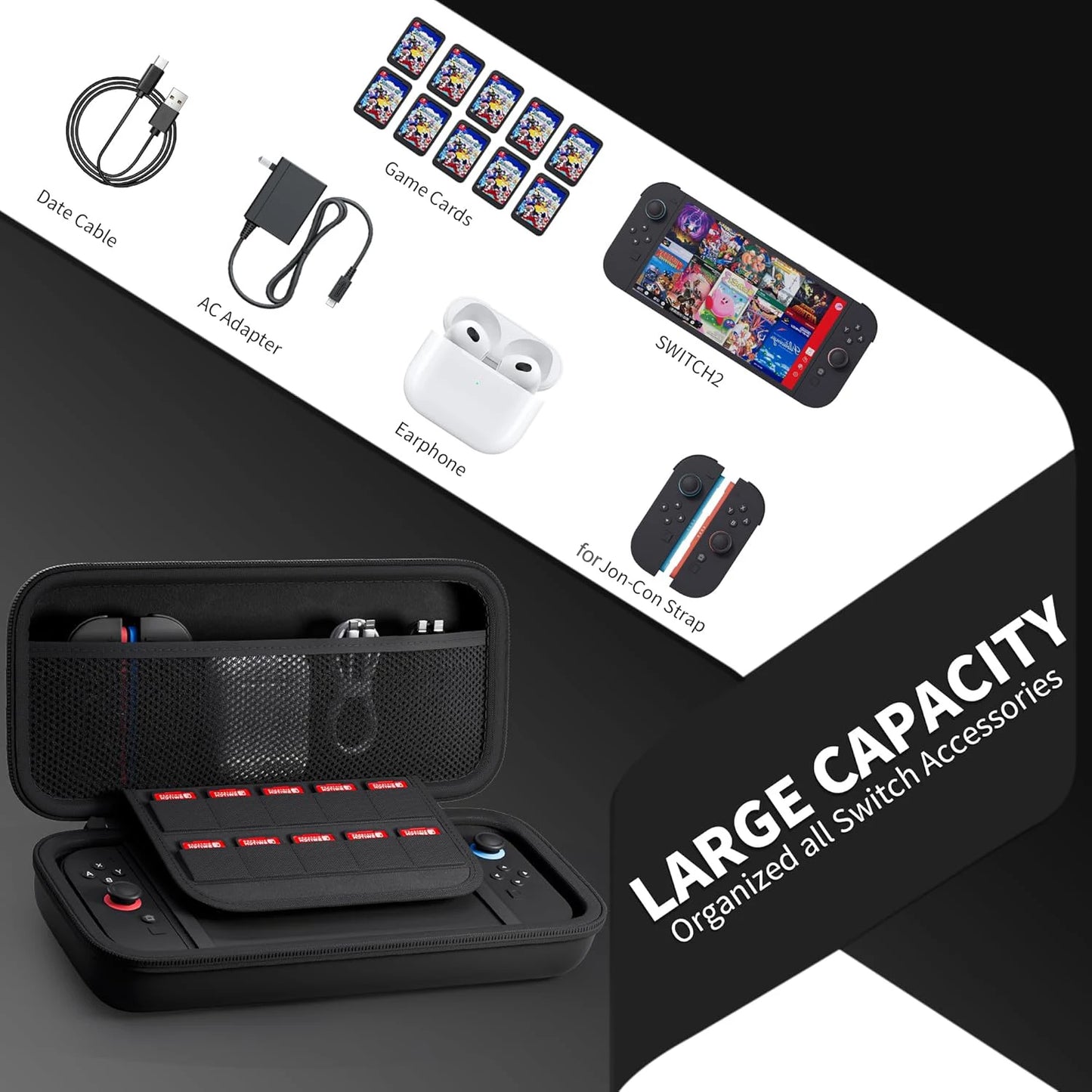 Robust And Water-Resistant Travel Carrying Case For Switch 2 Console & Accessories Hard Shell Console Storage Bag For Switch 2 Peaceful Pleasures Health and Wellness