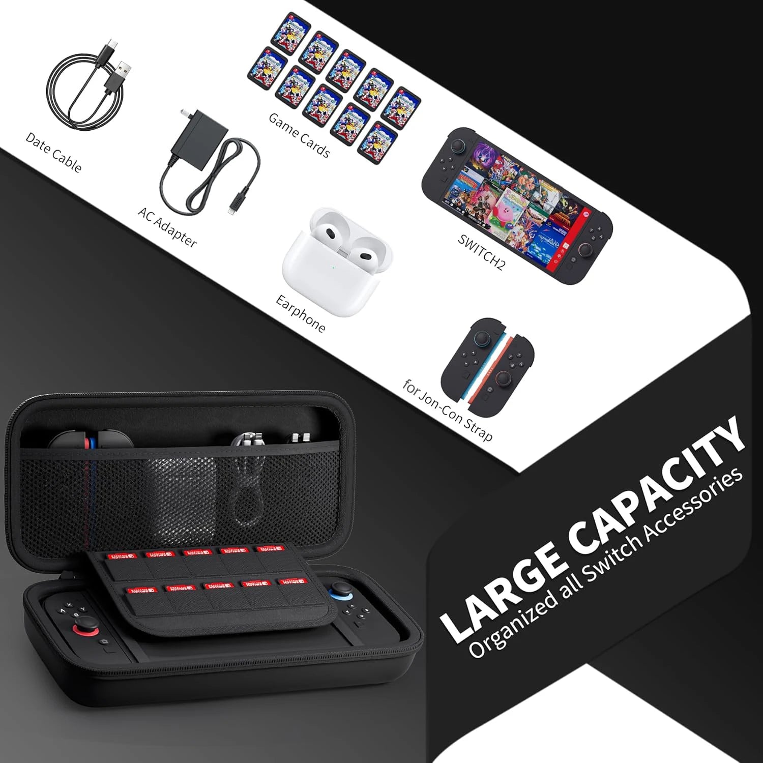 Robust And Water-Resistant Travel Carrying Case For Switch 2 Console & Accessories Hard Shell Console Storage Bag For Switch 2 Peaceful Pleasures Health and Wellness