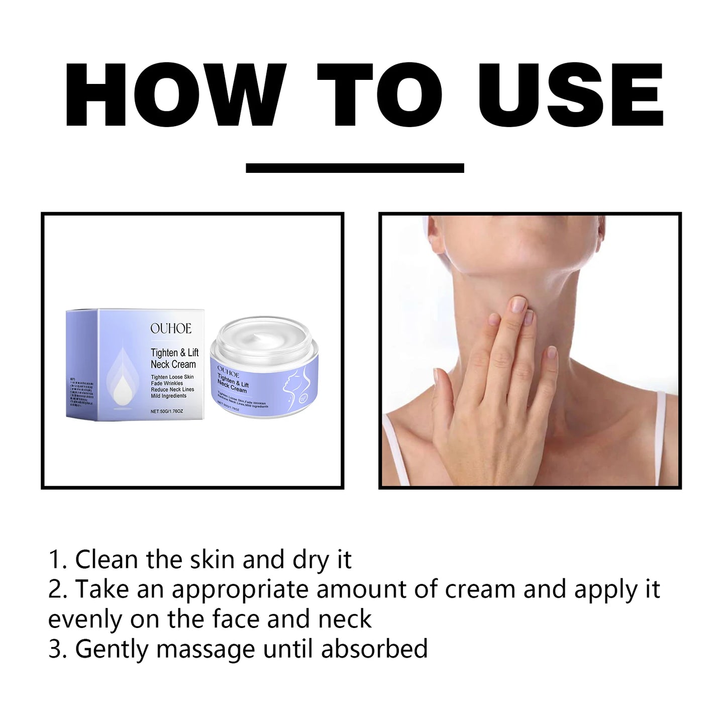 OUHOE Neck Firming Cream – Anti-Wrinkle Lifting Moisturizer 50g
