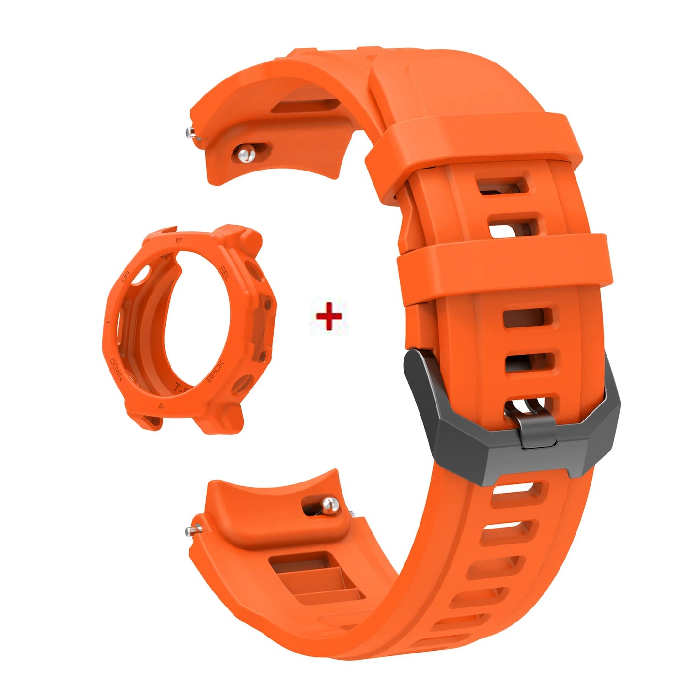 Silicone Case+bracelet Wrist Band for Amazfit T-Rex3 Pro 48mm Strap Cover Protector Case for Amazfit T-Rex 3Pro 48mm Bezel Frame Peaceful Pleasures Health and Wellness Orange
