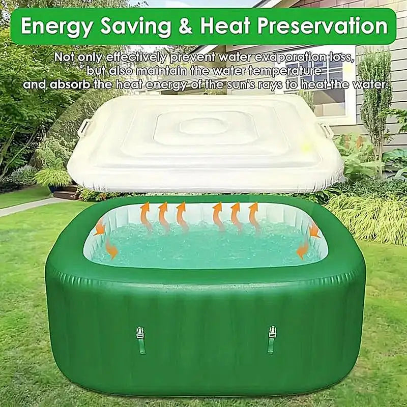 Hot Tub Cover Square Insulated Hot Tub Cover Inflatable Energy Saving Square Hot Tub Lid for hot tub cover protector Peaceful Pleasures Health and Wellness