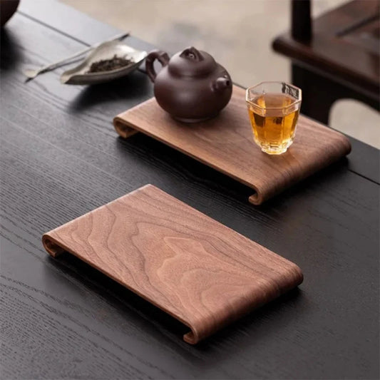 Creative rectangular wooden desktop display rack Hotel Home Coffee Table Decorative Plate Retro Style Heat-resistant Thick Tray Peaceful Pleasures Health and Wellness
