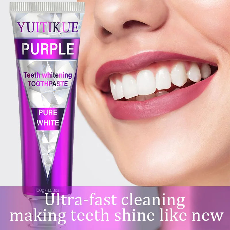 YUITIKUE Purple Teeth Whitening Toothpaste | Pure White Teeth Care | Gentle Oral Cleansing 100g Peaceful Pleasures Health and Wellness