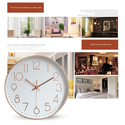 Pointer Display Simple Silent Circular Wall Clock Fashionable Wall Mounted Office Bedroom Clock Home Decoration Peaceful Pleasures Health and Wellness
