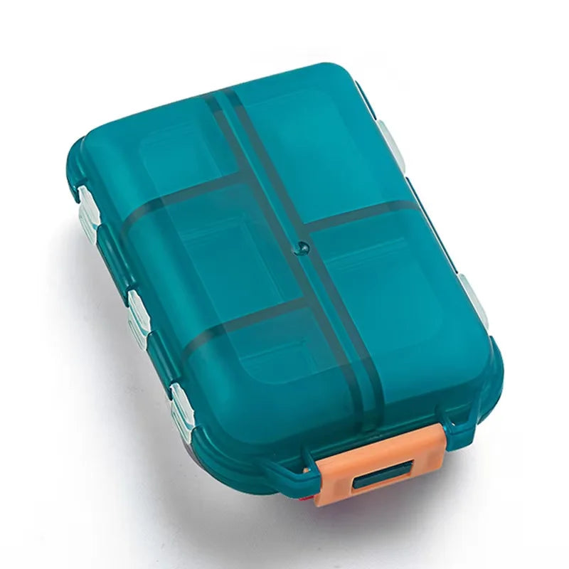 JUSTLANG Weekly 14 Grids 7 Days Pill Box Portable Travel Cases Organizer Pill Container Storage Tablets Vitamin Medicine Peaceful Pleasures Health and Wellness green