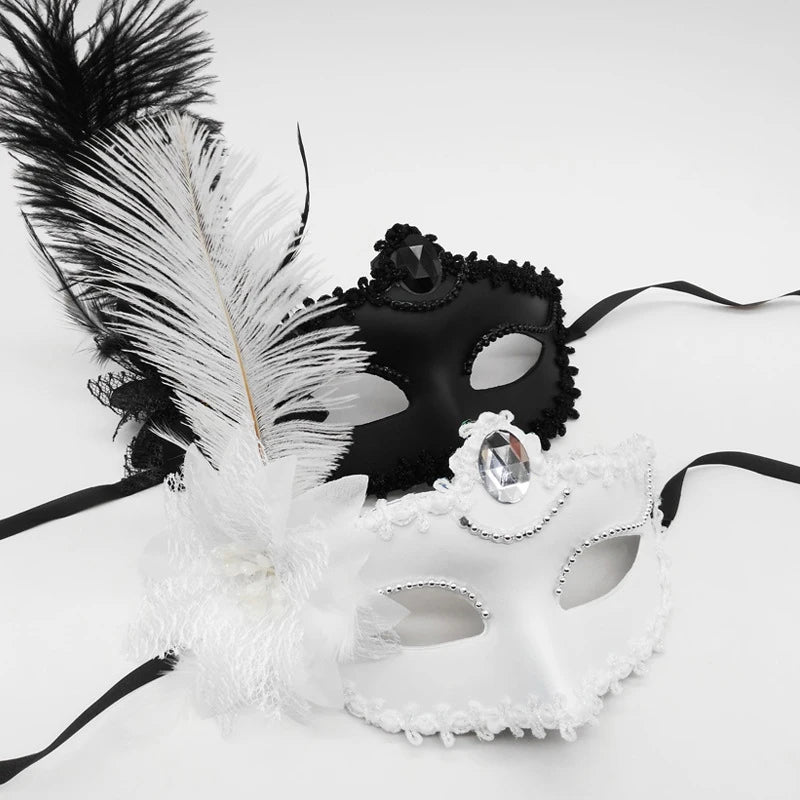 Venetian Feather Masquerade Mask for Women | Half Face