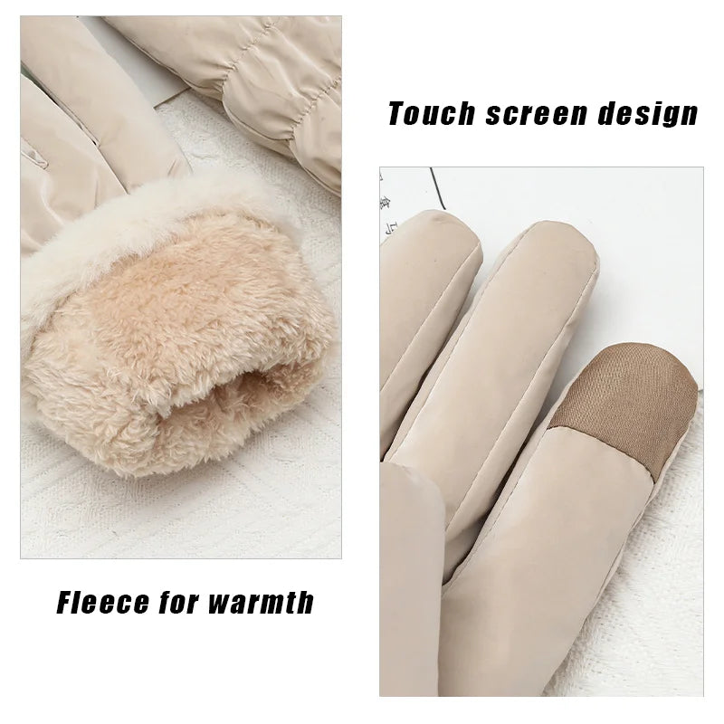 Women's Plush Full Finger Winter Skiing Gloves – Anti-Slip