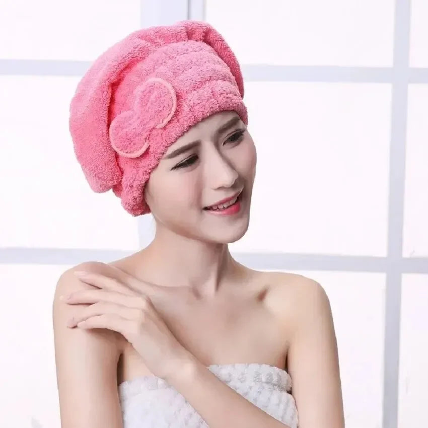 Microfibre Quick-Dry Hair Towel Wrap Cap with Bowknot | Women Hair Towel Wrap Cap Peaceful Pleasures Health and Wellness