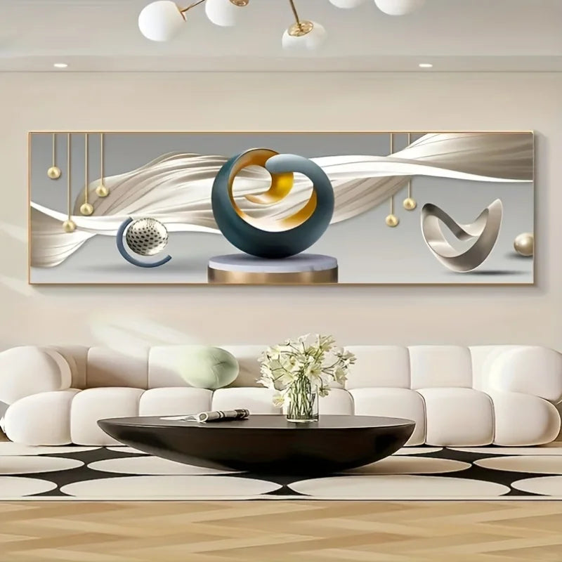 Modern Luxe Abstract Art Canvas Print Frameless Decorative Wall Art Deco, Classic Style with Fluid Geometric Design Indoor Decor Peaceful Pleasures Health and Wellness