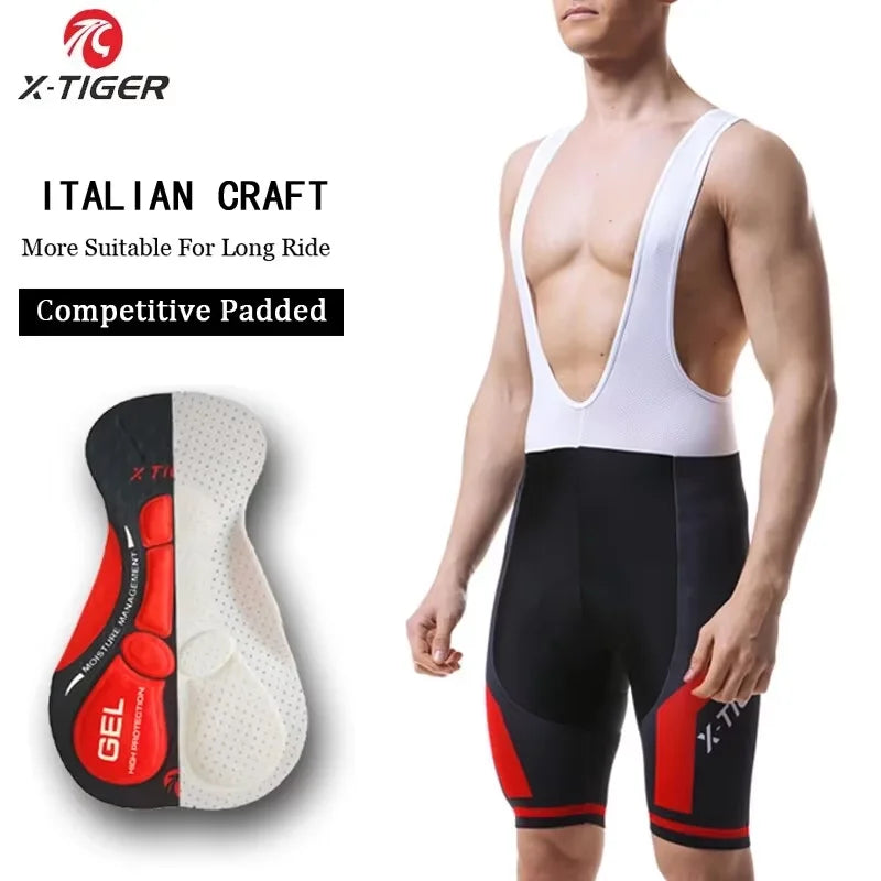 X-TIGER Men's 5D Gel Cycling Bib Shorts – Breathable Lycra