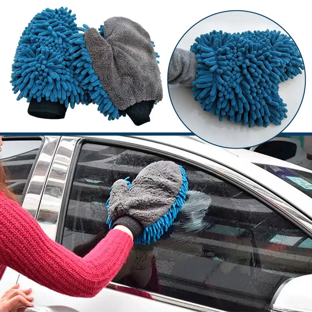 Microfiber Chenille Car Wash Gloves – Scratch-Free Double-Sided