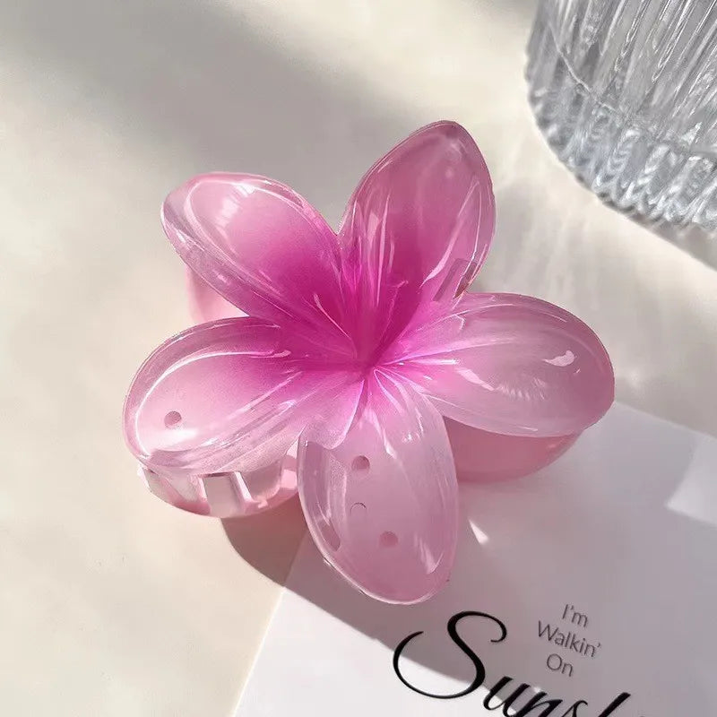 Large Floral Hair Claw Clip – Elegant Plastic Flower Clip for Women Hair Accessories Peaceful Pleasures Health and Wellness Gradient pink