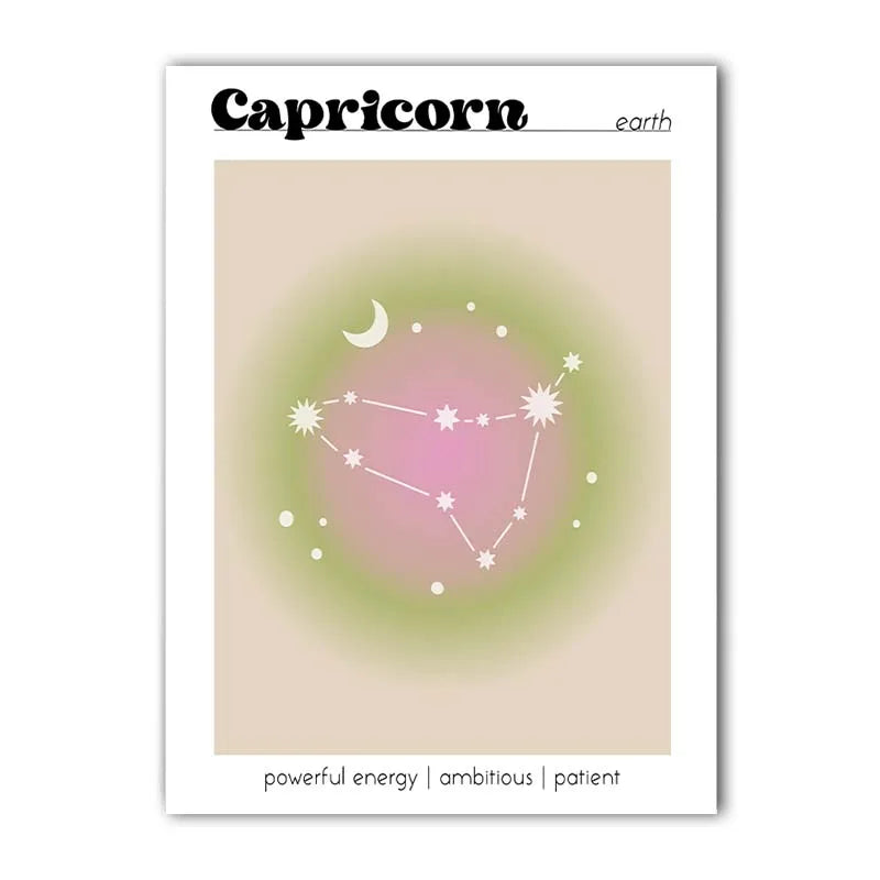 Nordic Constellation Canvas Wall Art | Astrology Gradient Poster Canvas Wall Art Peaceful Pleasures Health and Wellness