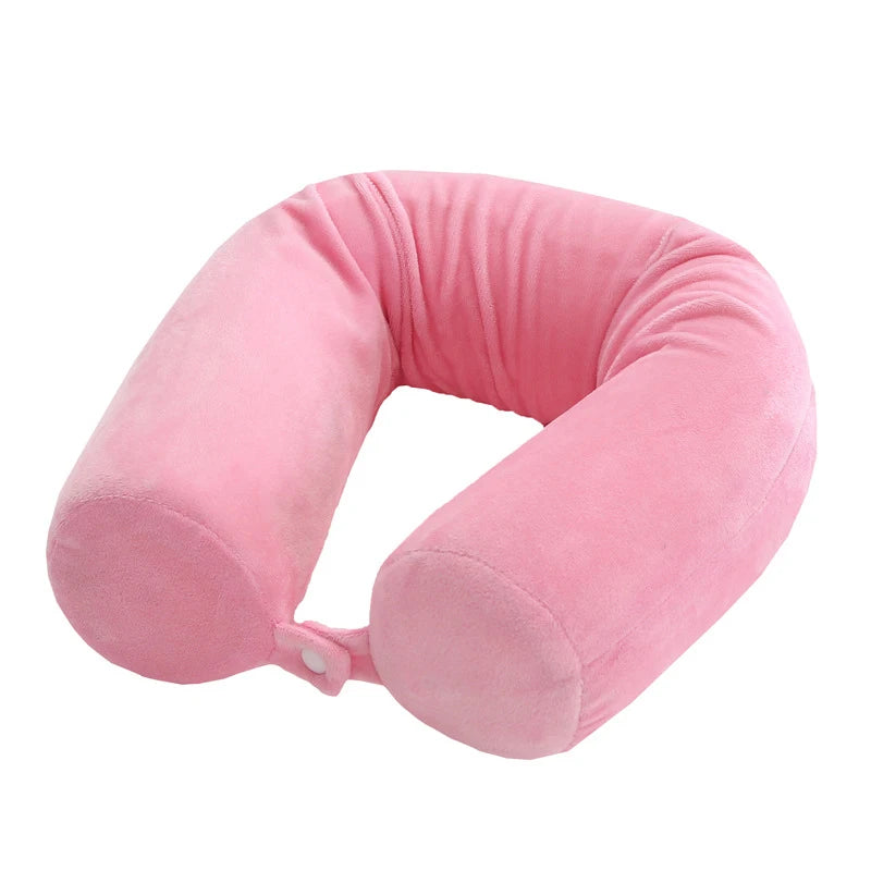 Memory foam u-shaped pillow, travel pillow, protect the cervical spine, easy to carry, bendable, slow rebound Peaceful Pleasures Health and Wellness Pink