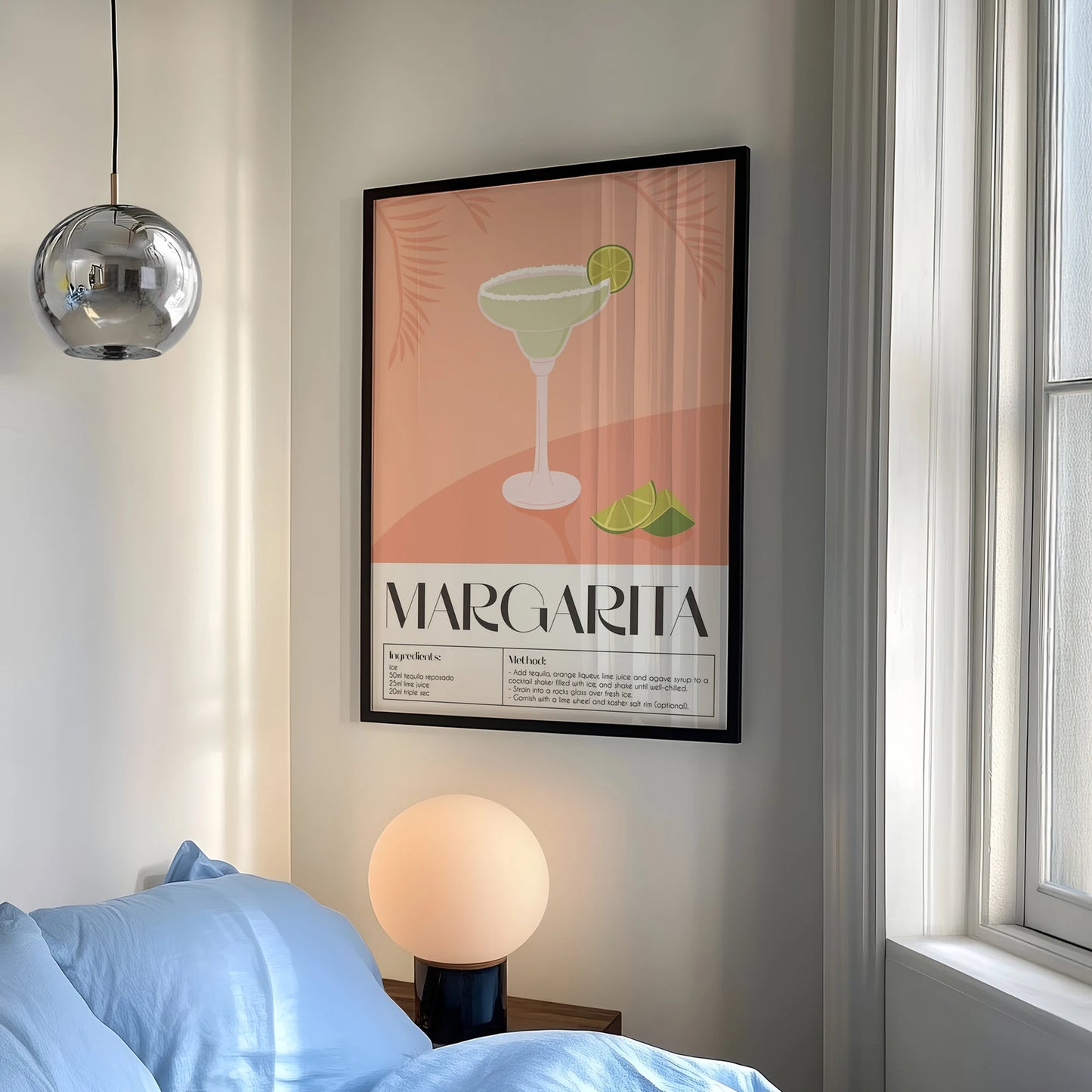 Modern Margarita Cocktail Canvas Wall Art Print | Bar Decor