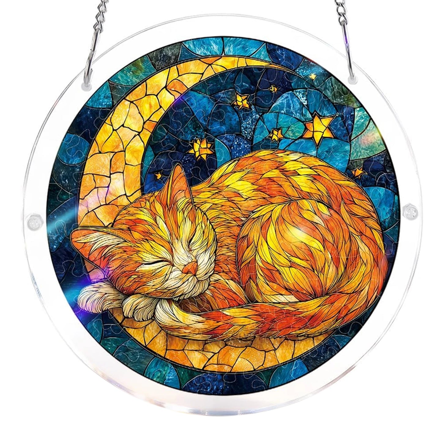 Animal Acrylic Jigsaw Puzzle Suncatcher Window Hanging Crafts DIY Puzzle Suncatcher Home Decor for Apartment Living Room Bedroom Peaceful Pleasures Health and Wellness Style 4 L-21.8cm