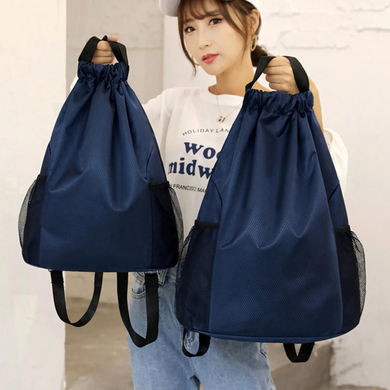 Backpacks Women Men Large Capacity Bundle Pocket Drawstring Bag For Unisex Sports Casual Backpack Solid Color Travel Bags Peaceful Pleasures Health and Wellness