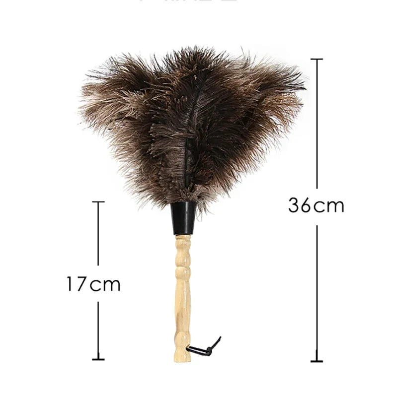 Feather Duster Wooden Handle Duster Anti-static Dust Removal Dusters Ostrich Duster Feather Fur Brush For Home Cleaning Tools Peaceful Pleasures Health and Wellness White