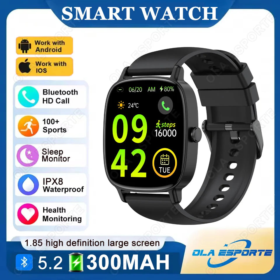 2026 New Men's Smart Watch Women's Gift 1.85inch HD Full Touch Screen Sports Fitness Watch Electronics BT Call Smartwatch HW12 Peaceful Pleasures Health and Wellness Black