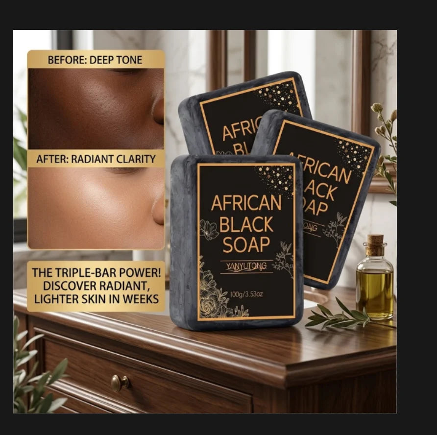 African Black Soap with Shea Butter – Deep Cleansing & Hydrating