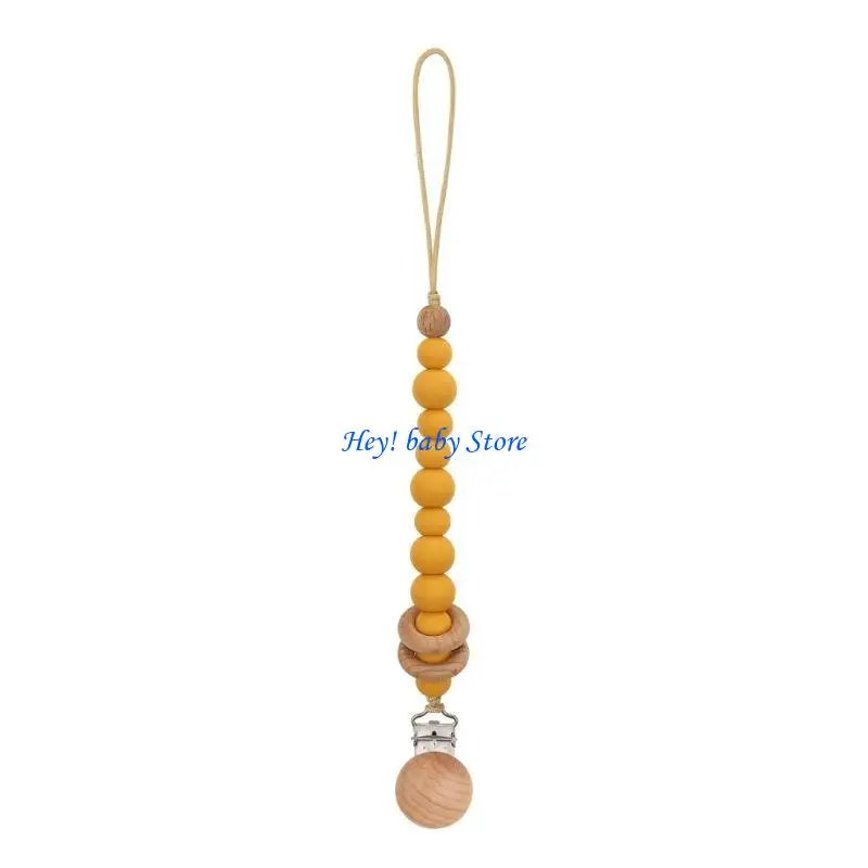 Handmade Wooden Silicone Baby Pacifier Soother Chain | 0–12M