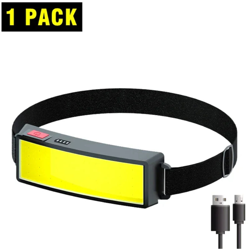 COB LED Headlamp USB-C Rechargeable Waterproof Camping Torch