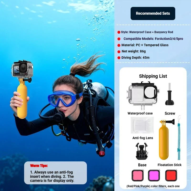 DJI OSMO Action 3/4/5 Pro 40M Waterproof Diving Housing Case