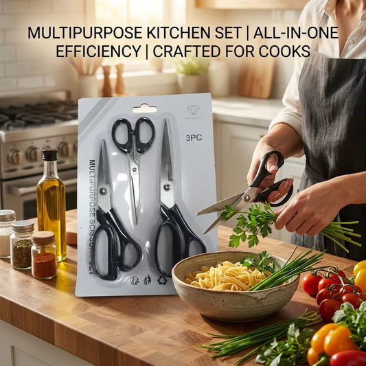 3-Piece Stainless Steel Scissors Set – Sewing, Office & Craft Scissors Set Peaceful Pleasures Health and Wellness