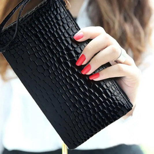 Crocodile Texture PU Phone Wallet Clutch Purse With Zipper Card Holder Makeup Pouch For Shopping Work And Daily Use Women Peaceful Pleasures Health and Wellness
