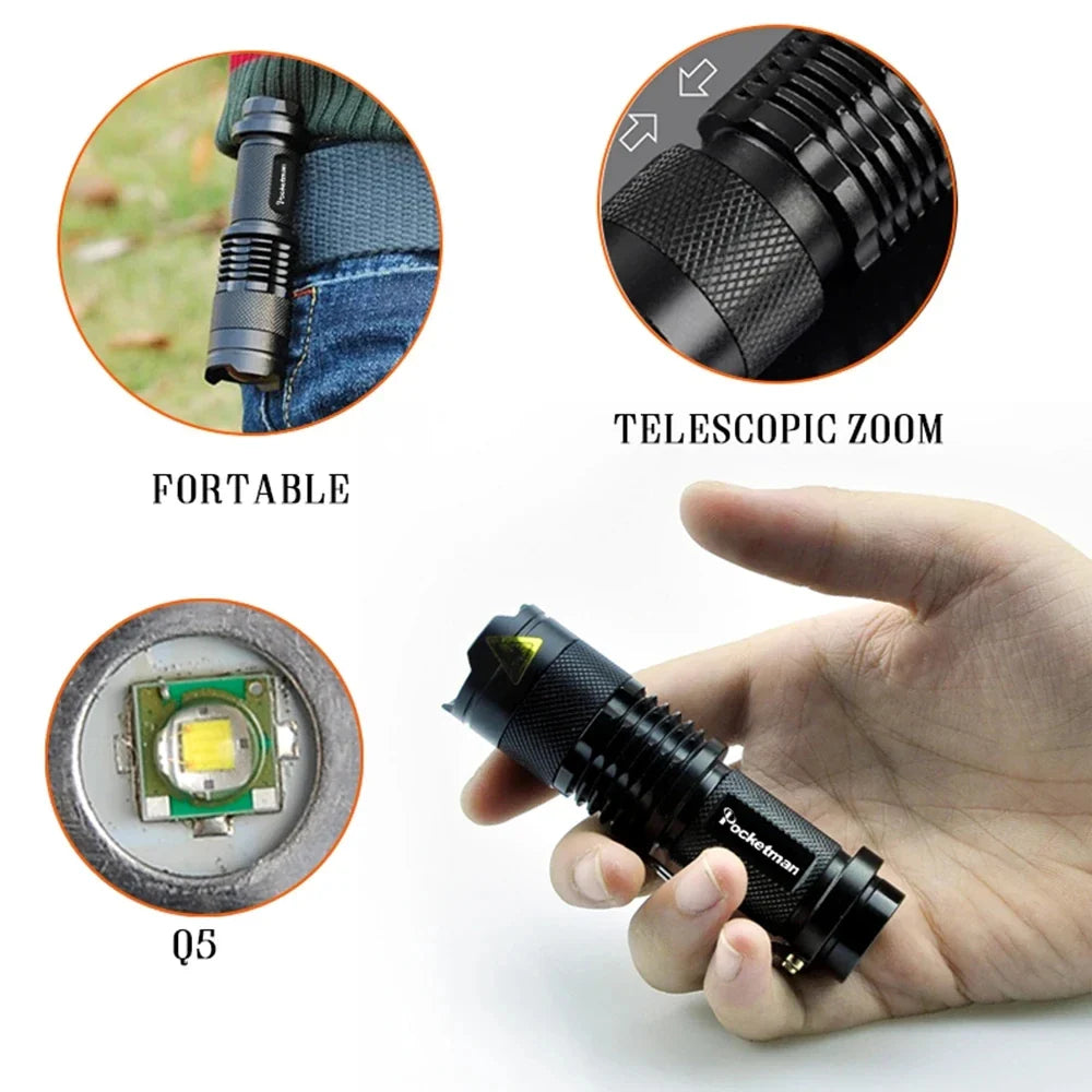 POCKETMAN Zoomable LED Flashlight 2000LM | 3 Modes, Waterproof