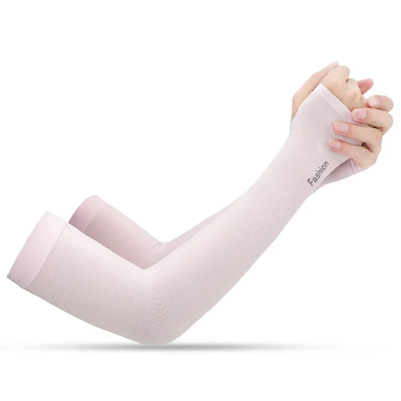 Summer Outdoor s Sports Cycling Sunscreen Ice Skil Long Gloves Sunscreen Sleeves Peaceful Pleasures Health and Wellness pink(b) One Size China Mainland