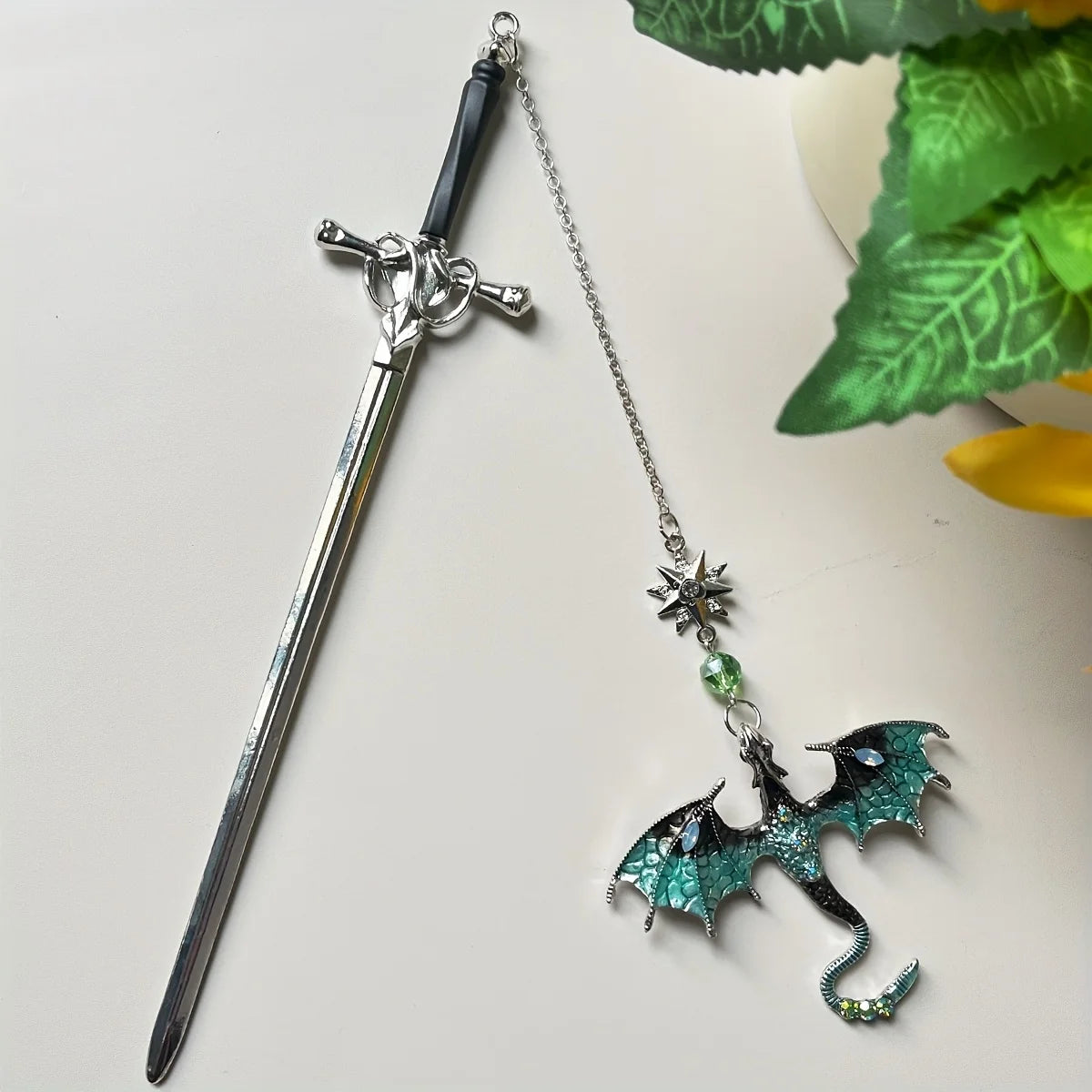 Bview Art Fantasy Dragon Sword Bookmark Exquisite Alloy Pendant Book