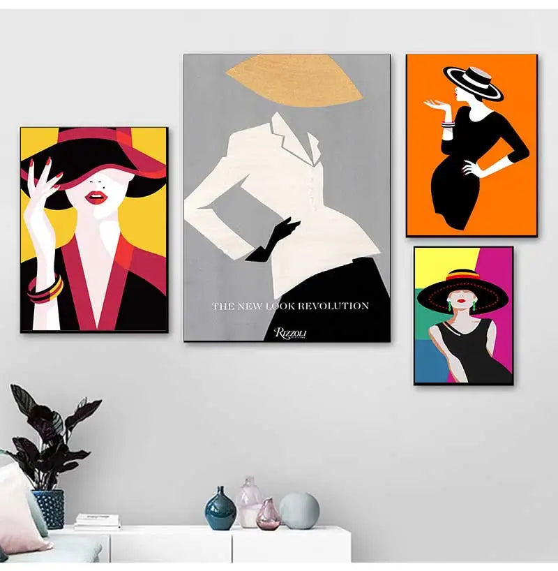 Modern Fashion Figure Canvas Wall Art | Makeup POP Poster