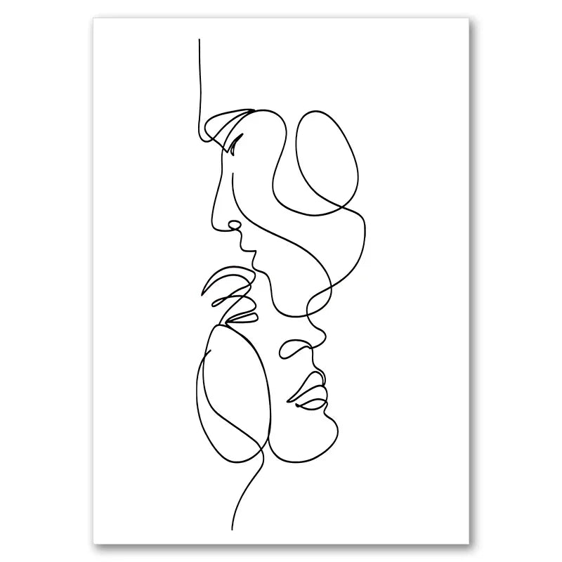 Line Drawing Couple Hand Love Kiss Wall Art Canvas Painting Nordic Posters And Prints Minimalist Wall Pictures For Living Roo Peaceful Pleasures Health and Wellness 9923-01 40x60cm Unframed