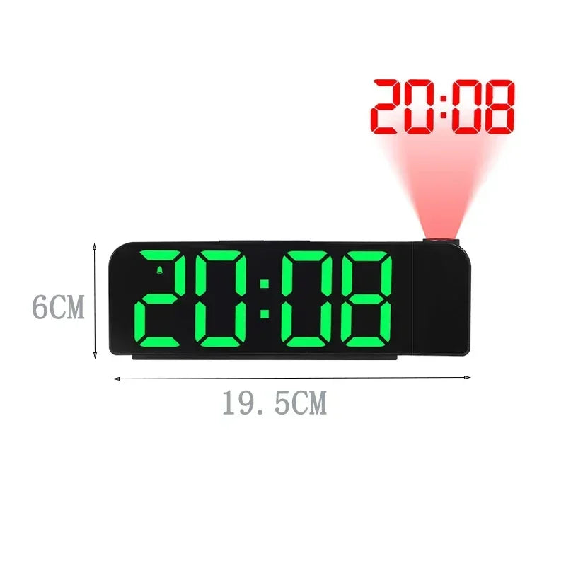 USB Powered Projection Alarm Clock TEMP Date Night Mode Power-off Memory Table Clock 2 Display Modes 12H/24H LED Digital Clock Peaceful Pleasures Health and Wellness