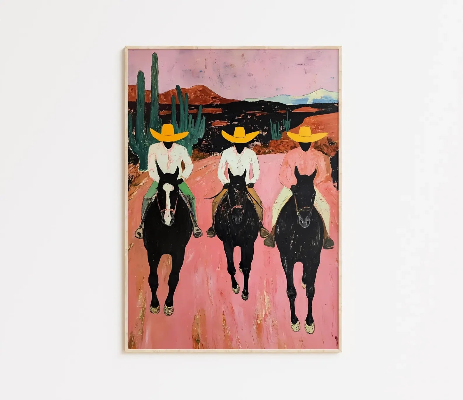 Southwestern cowboys Print, colorful abstract western horse painting, modern country cowboy poster, eclectic printable wall art Peaceful Pleasures Health and Wellness