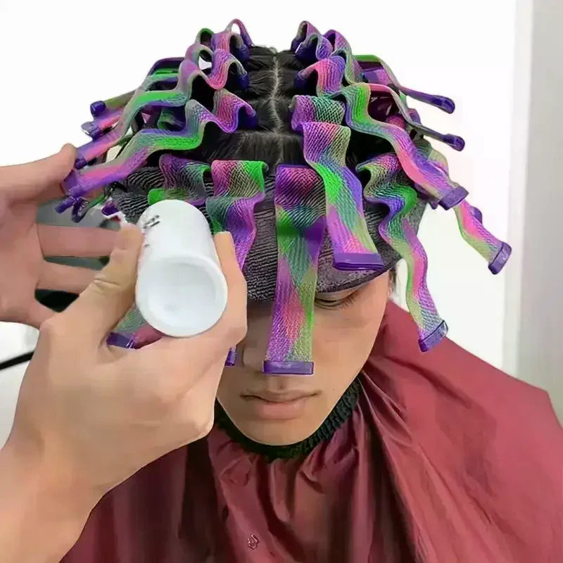 18/28Pcs Magic Heatless Water Wave Hair Curler Texture Automatic Rolling Bar Hair Styling Wave Forming Iron Hair Texturing Tool Peaceful Pleasures Health and Wellness